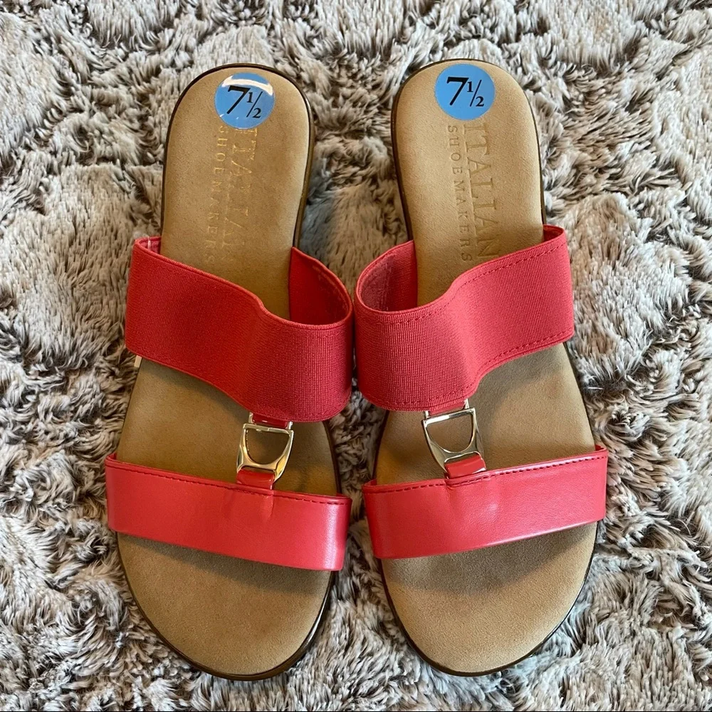 COPY - Coral Italian Shoemakers Made in Italy Strap Wedge Sandals - Picture 7 of 7